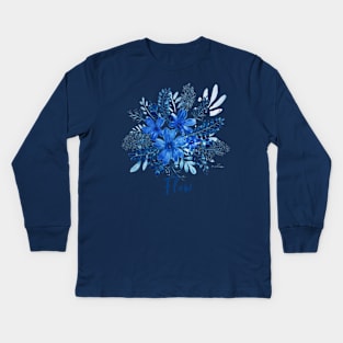 Design flow Blue flowers Kids Long Sleeve T-Shirt